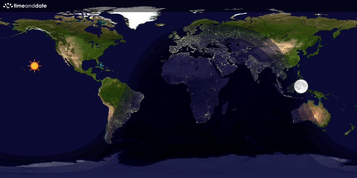 Verdenskart som viser dag og natt 