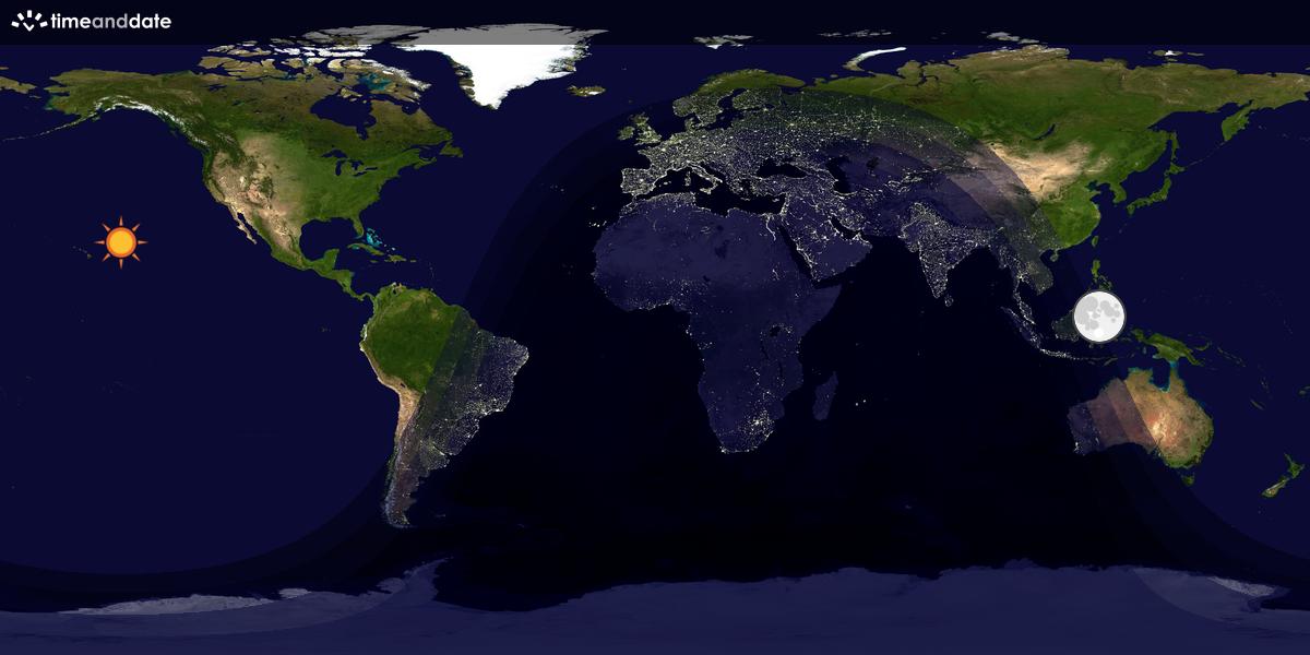 Verdenskart som viser dag og natt 