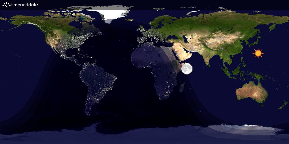 Verdenskart som viser dag og natt 