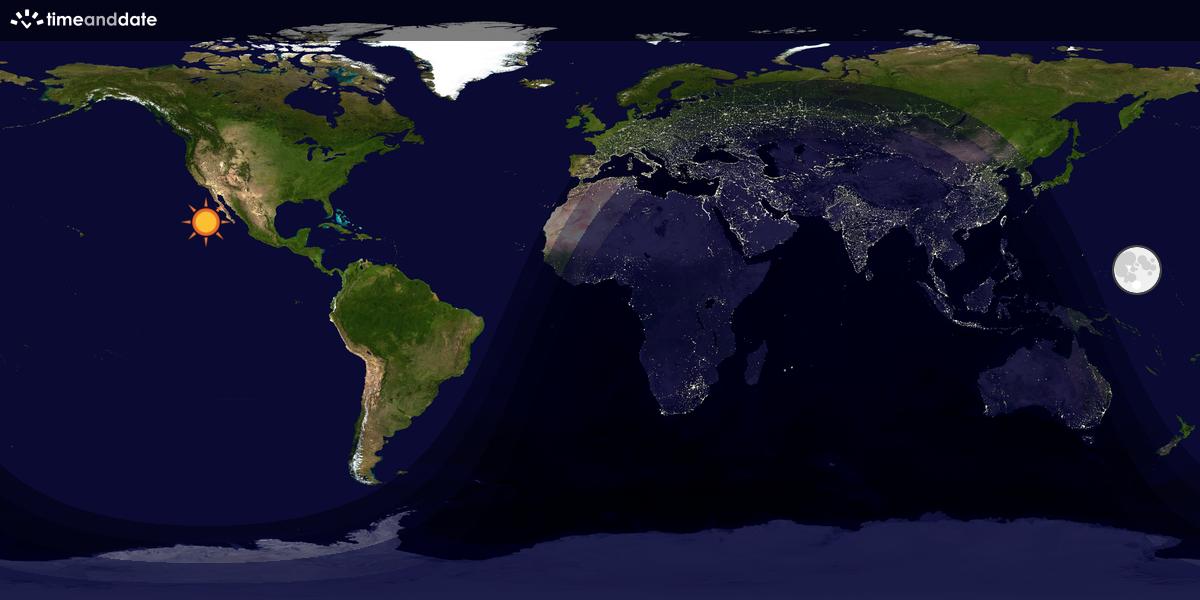 Verdenskart som viser dag og natt 