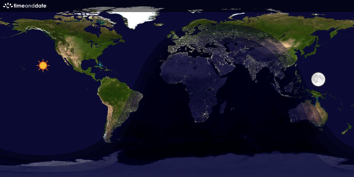 Verdenskart som viser dag og natt 