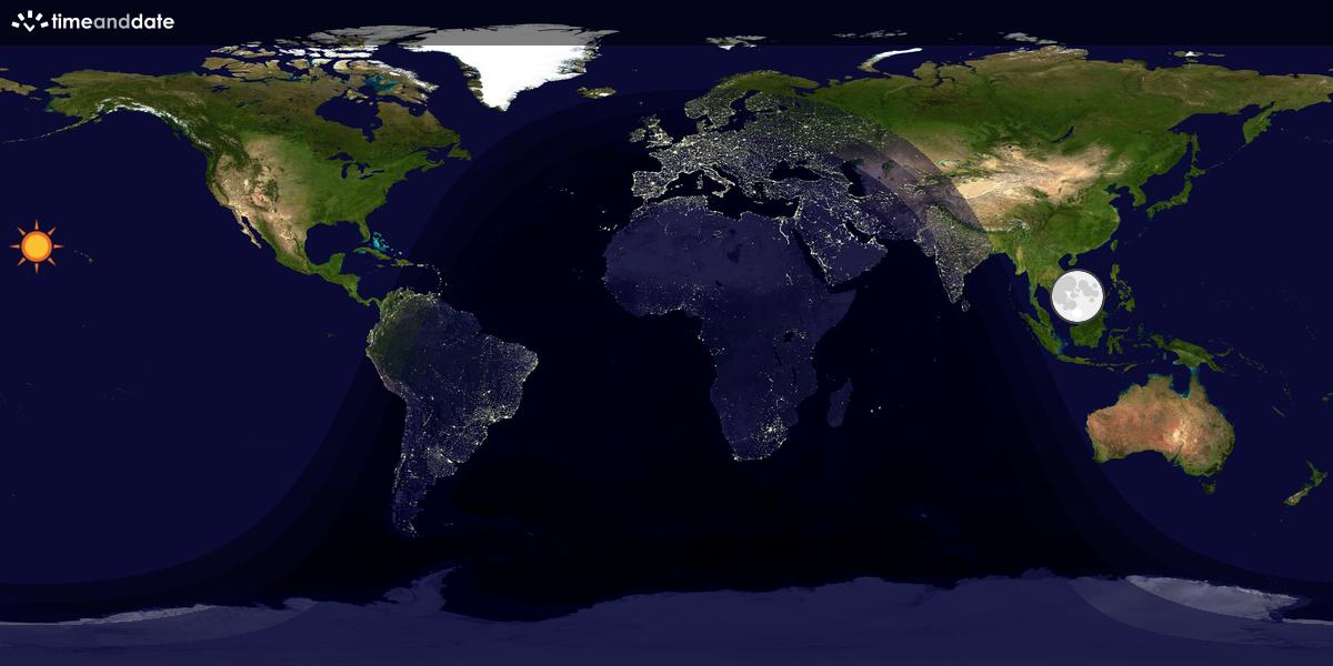 Verdenskart som viser dag og natt 