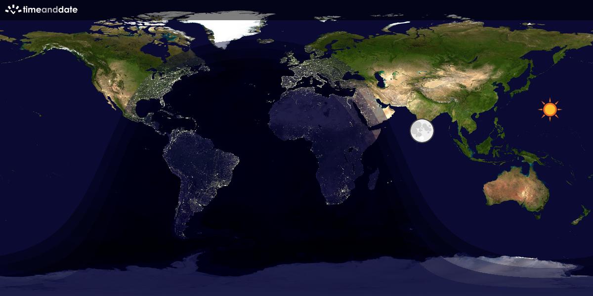 Verdenskart som viser dag og natt 