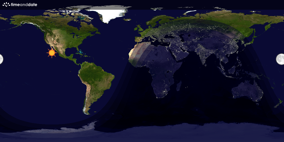 Verdenskart som viser dag og natt 