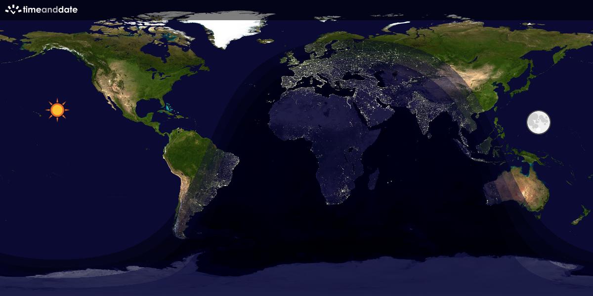 Verdenskart som viser dag og natt 