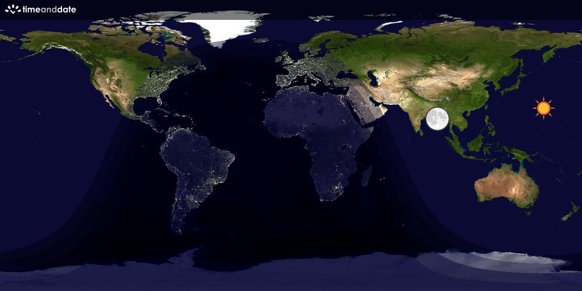 Verdenskart som viser dag og natt 