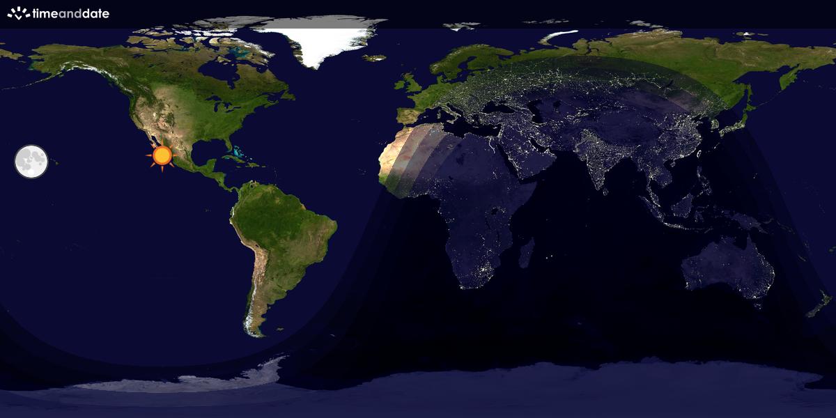 Verdenskart som viser dag og natt 