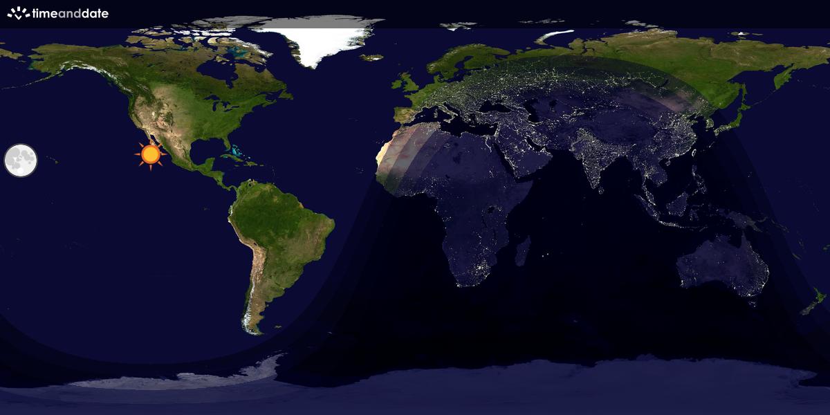 Verdenskart som viser dag og natt 