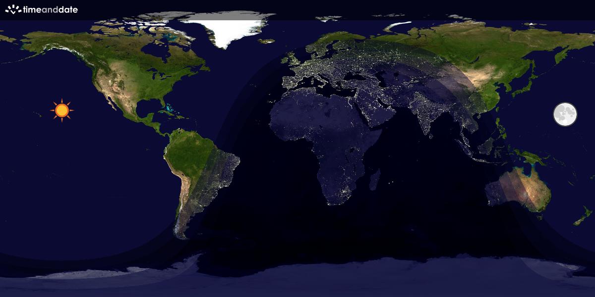 Verdenskart som viser dag og natt 