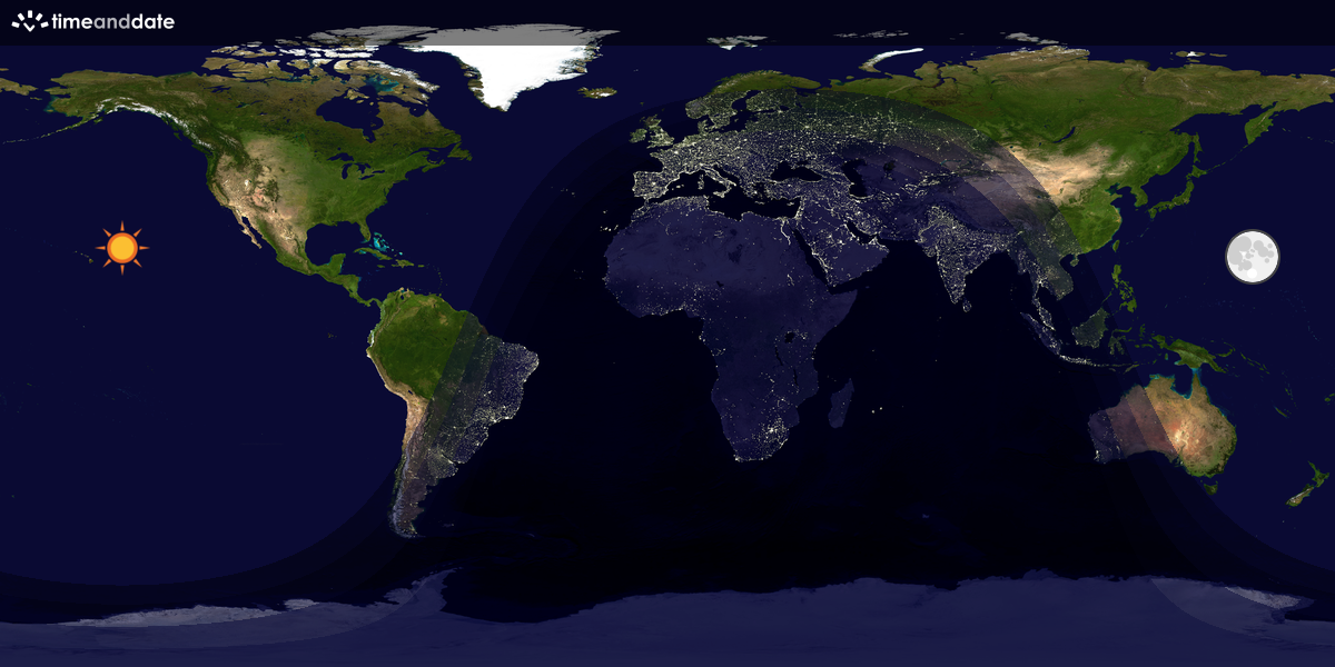 Verdenskart som viser dag og natt 