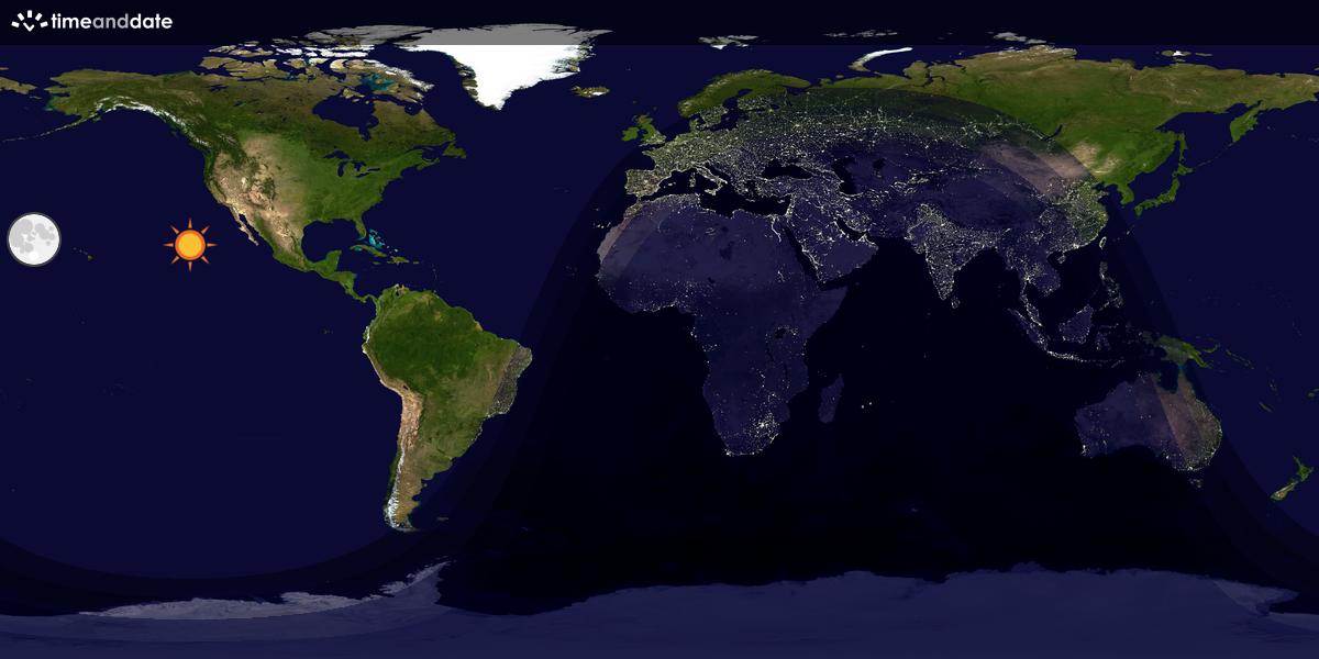 Verdenskart som viser dag og natt 