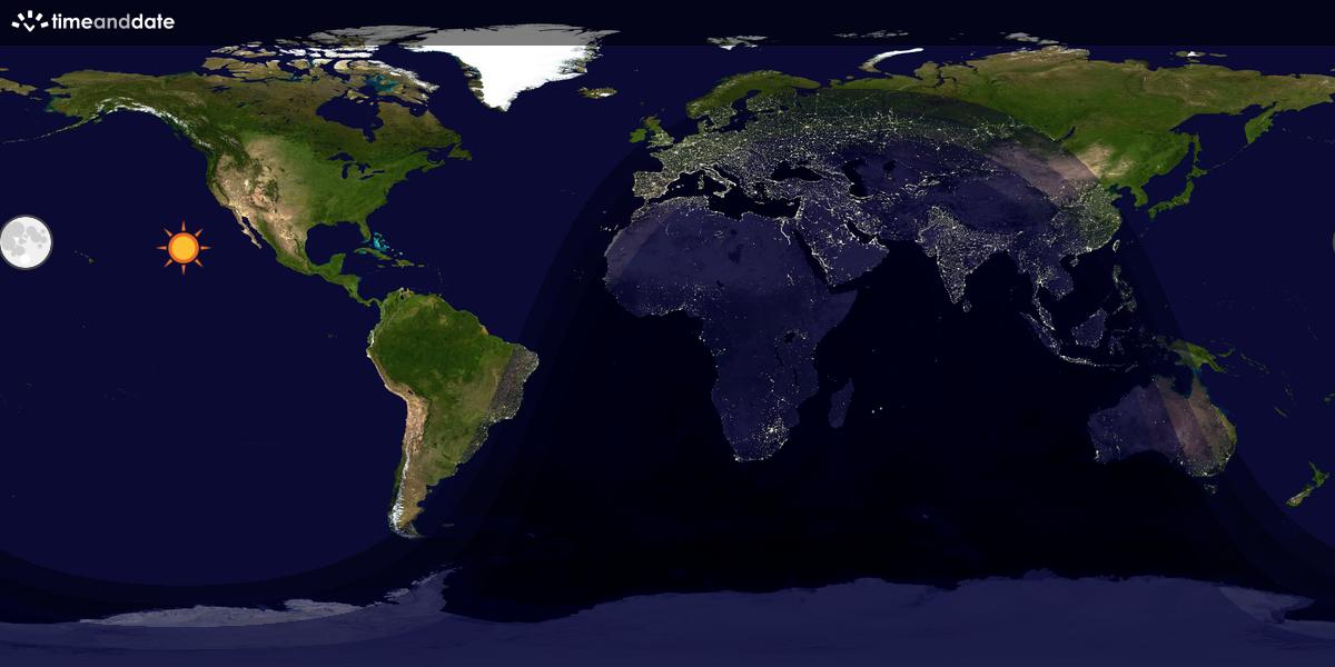 Verdenskart som viser dag og natt 