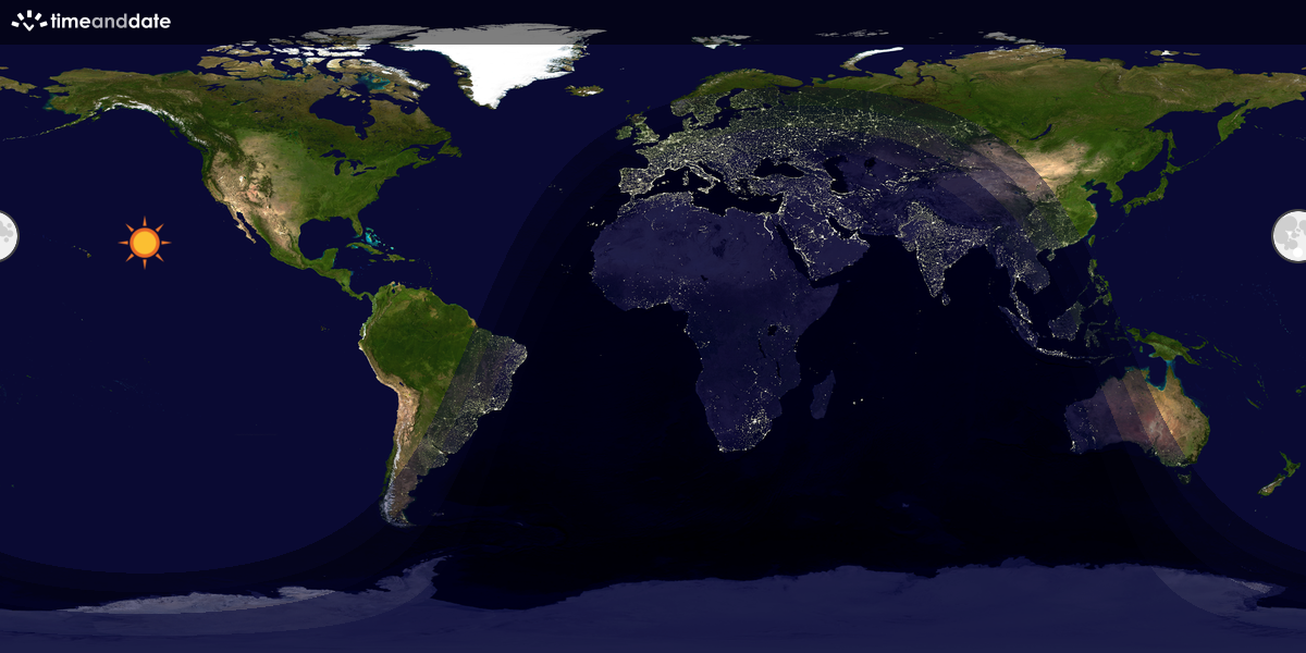 Verdenskart som viser dag og natt 