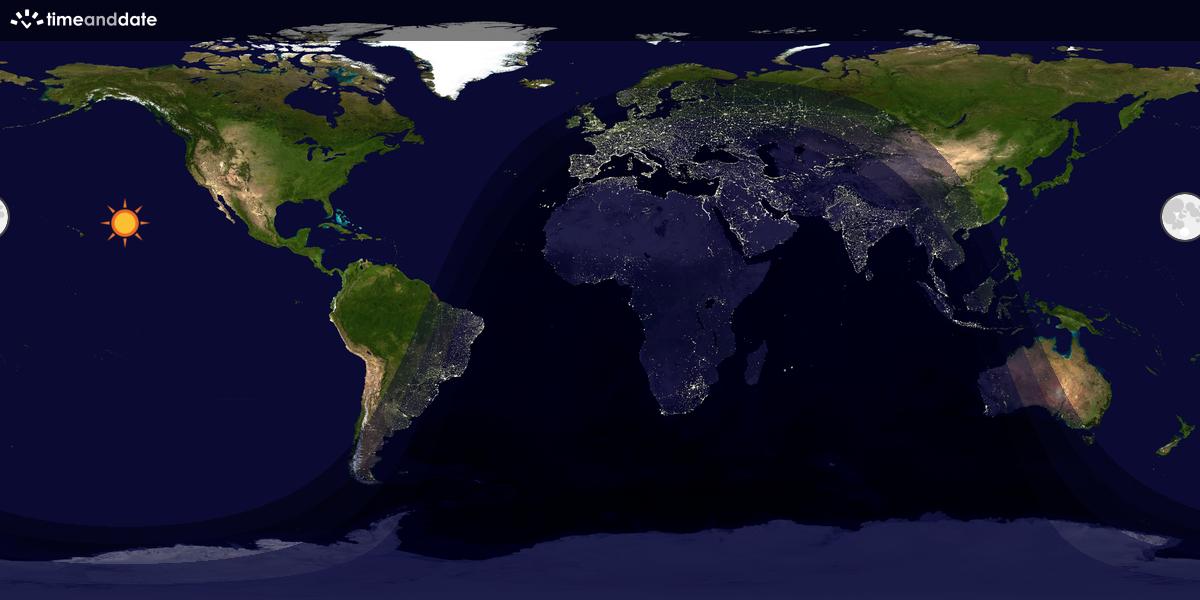 Verdenskart som viser dag og natt 