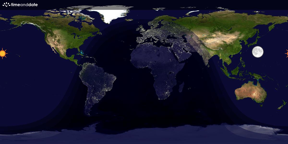 Verdenskart som viser dag og natt 