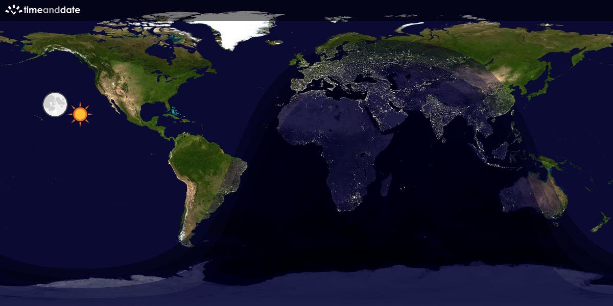 Verdenskart som viser dag og natt 