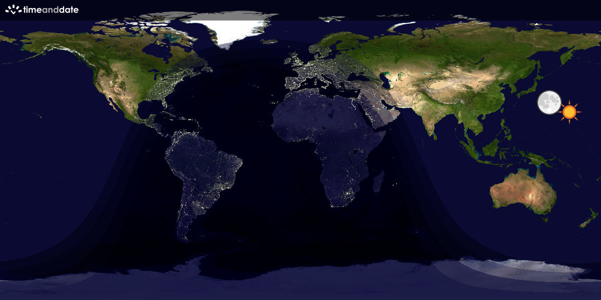 Verdenskart som viser dag og natt 