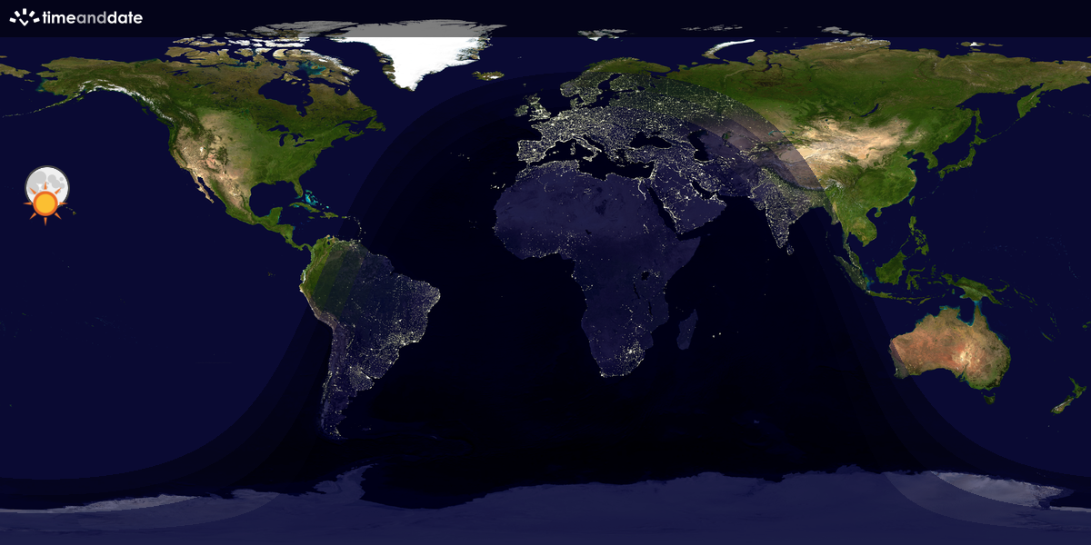 Verdenskart som viser dag og natt 