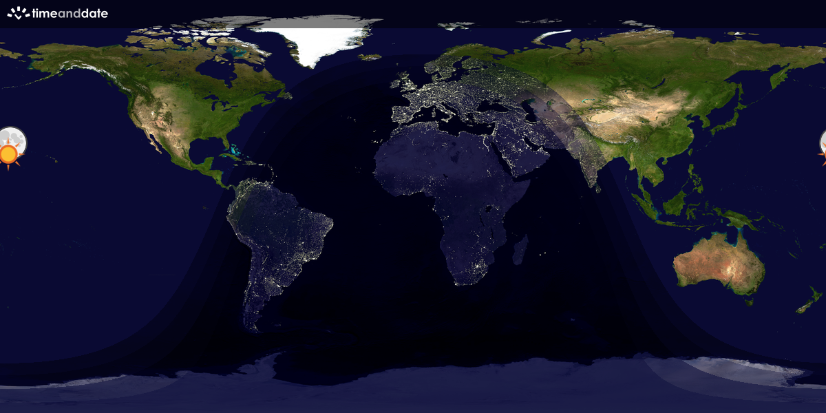 Verdenskart som viser dag og natt 