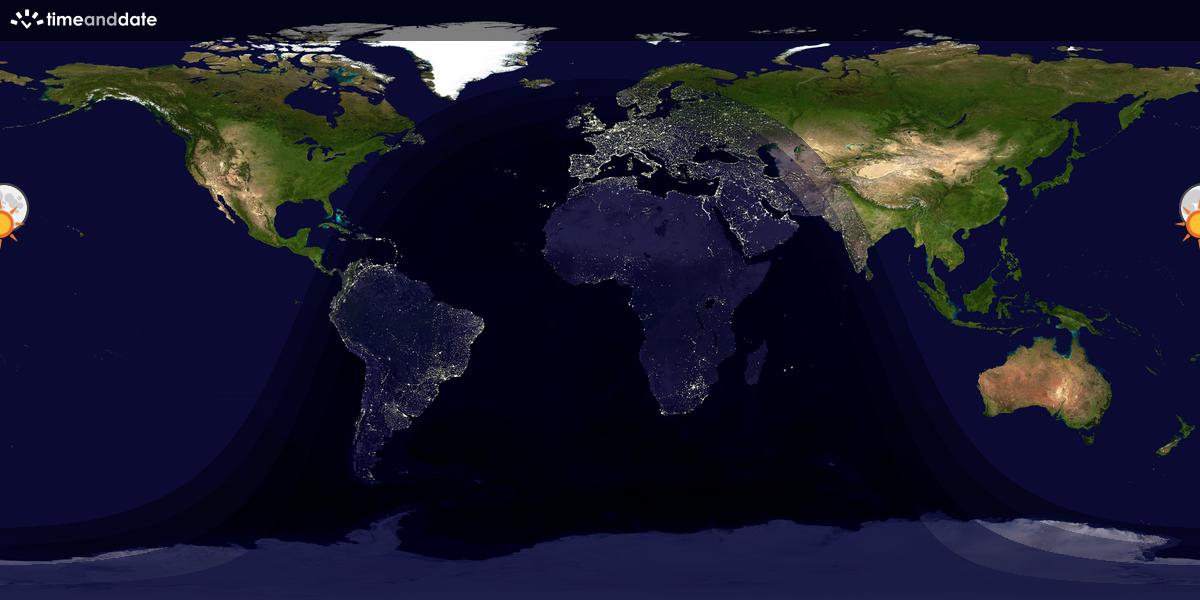 Verdenskart som viser dag og natt 