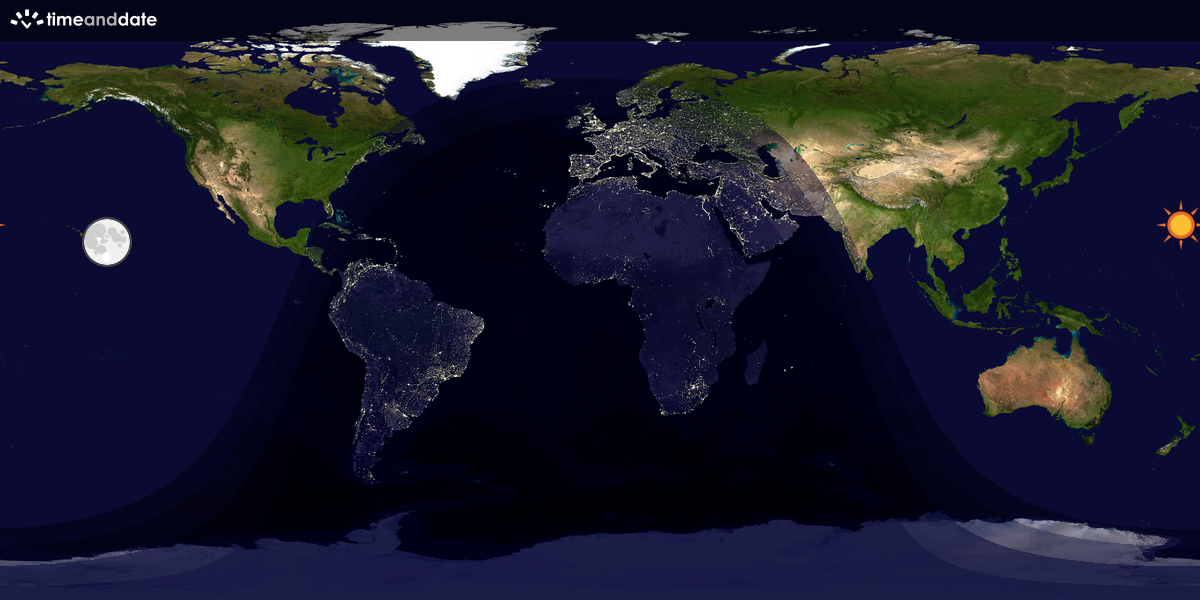 Verdenskart som viser dag og natt 