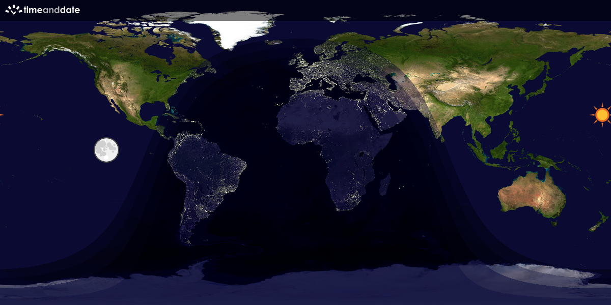 Verdenskart som viser dag og natt 