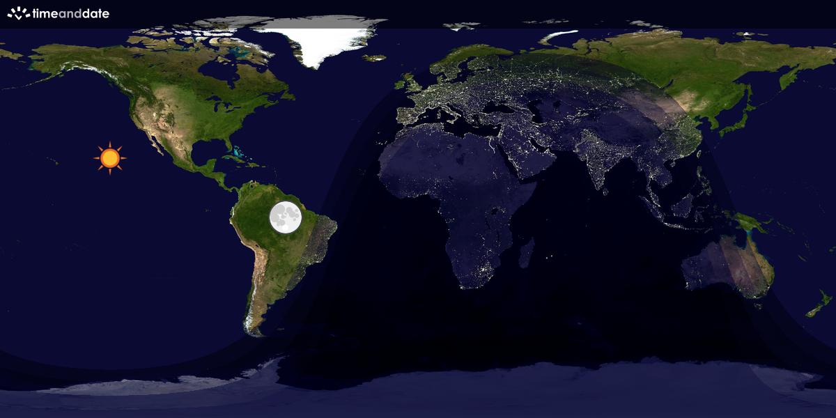 Verdenskart som viser dag og natt 