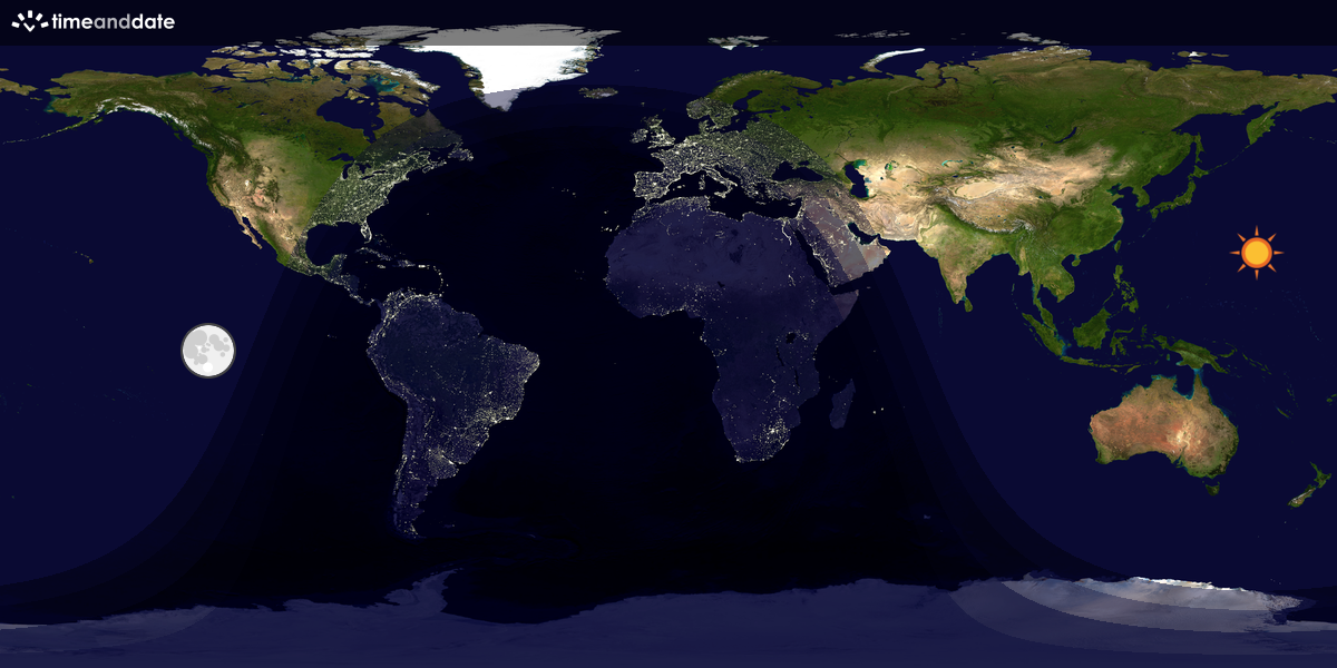 Verdenskart som viser dag og natt 