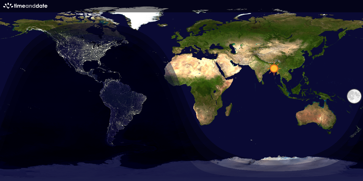 Verdenskart som viser dag og natt 