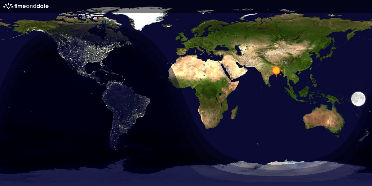 Verdenskart som viser dag og natt 