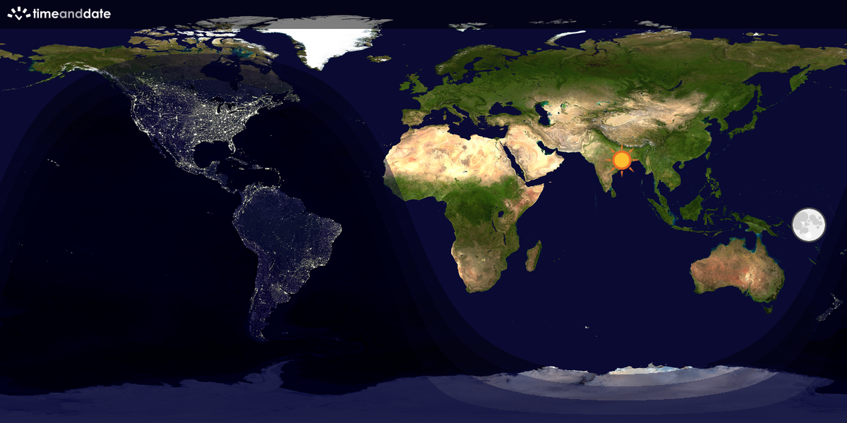 Verdenskart som viser dag og natt 