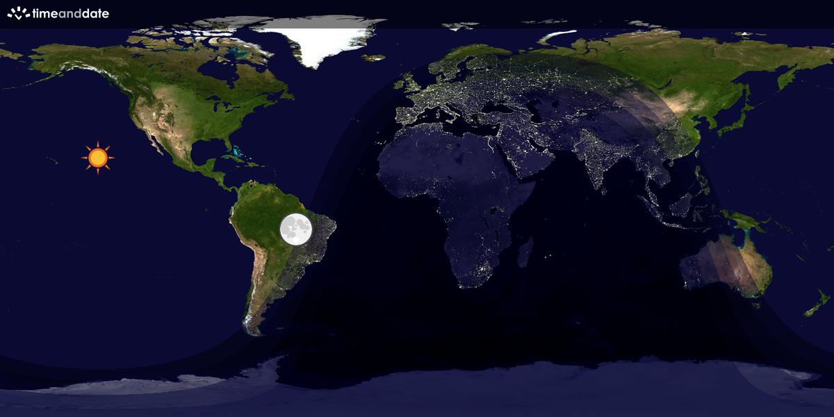 Verdenskart som viser dag og natt 