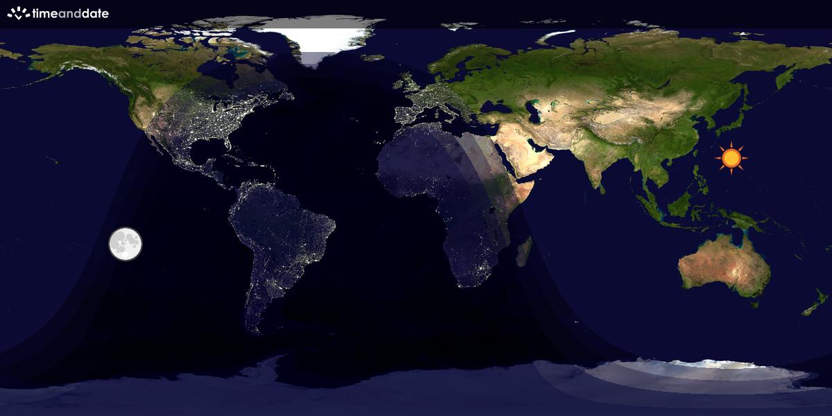 Verdenskart som viser dag og natt 