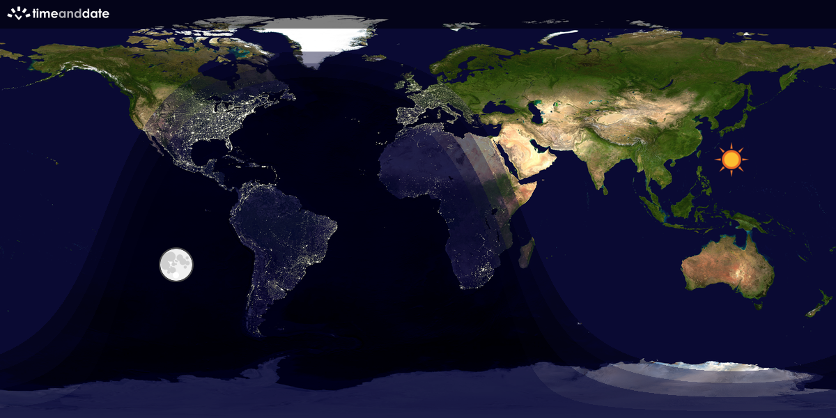 Verdenskart som viser dag og natt 