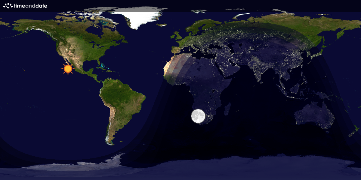 Verdenskart som viser dag og natt 
