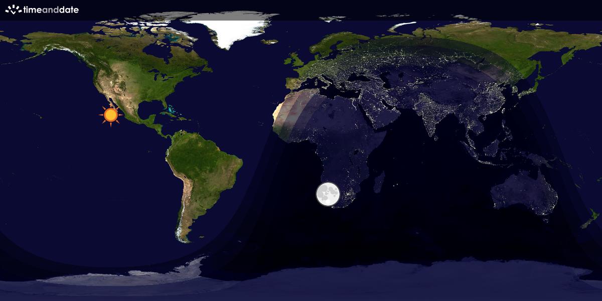 Verdenskart som viser dag og natt 