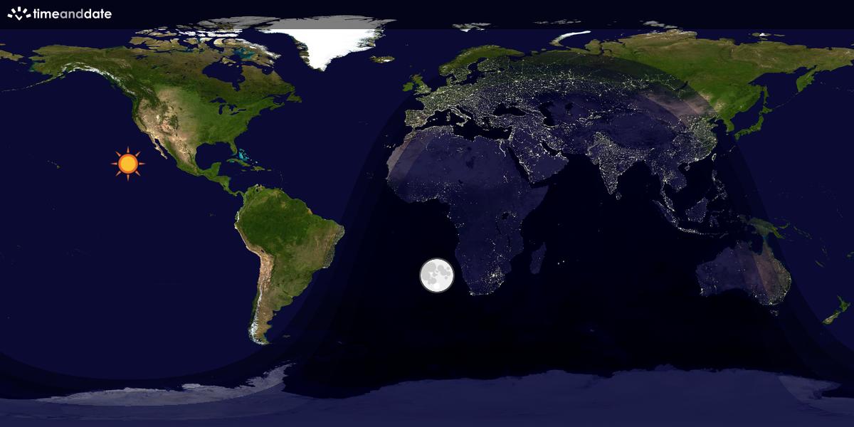 Verdenskart som viser dag og natt 
