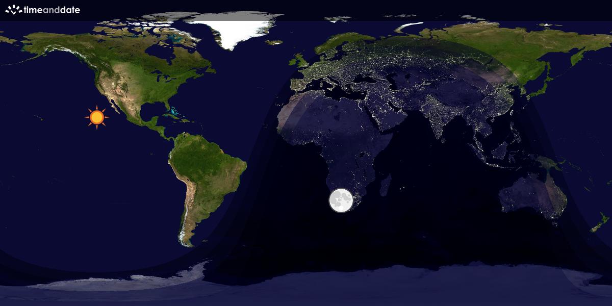 Verdenskart som viser dag og natt 