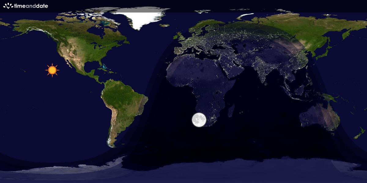 Verdenskart som viser dag og natt 