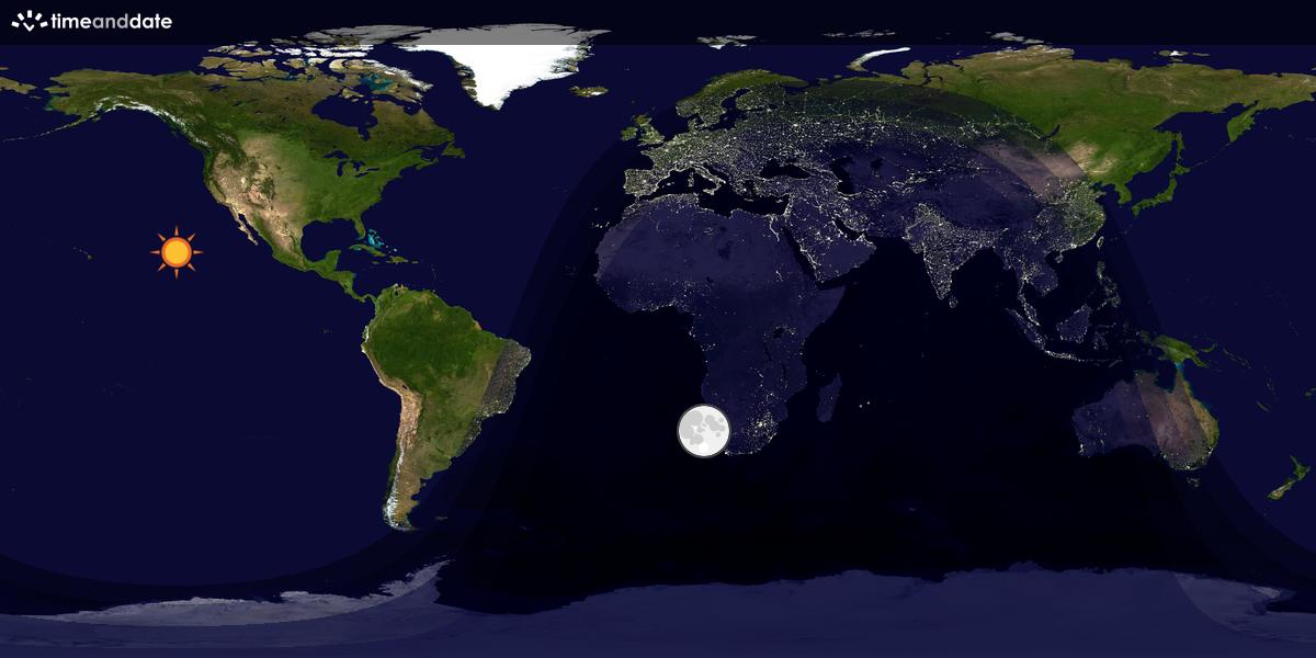 Verdenskart som viser dag og natt 