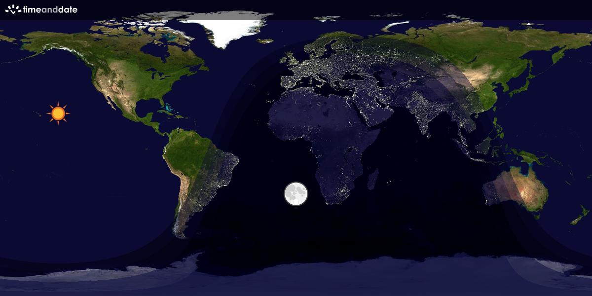 Verdenskart som viser dag og natt 