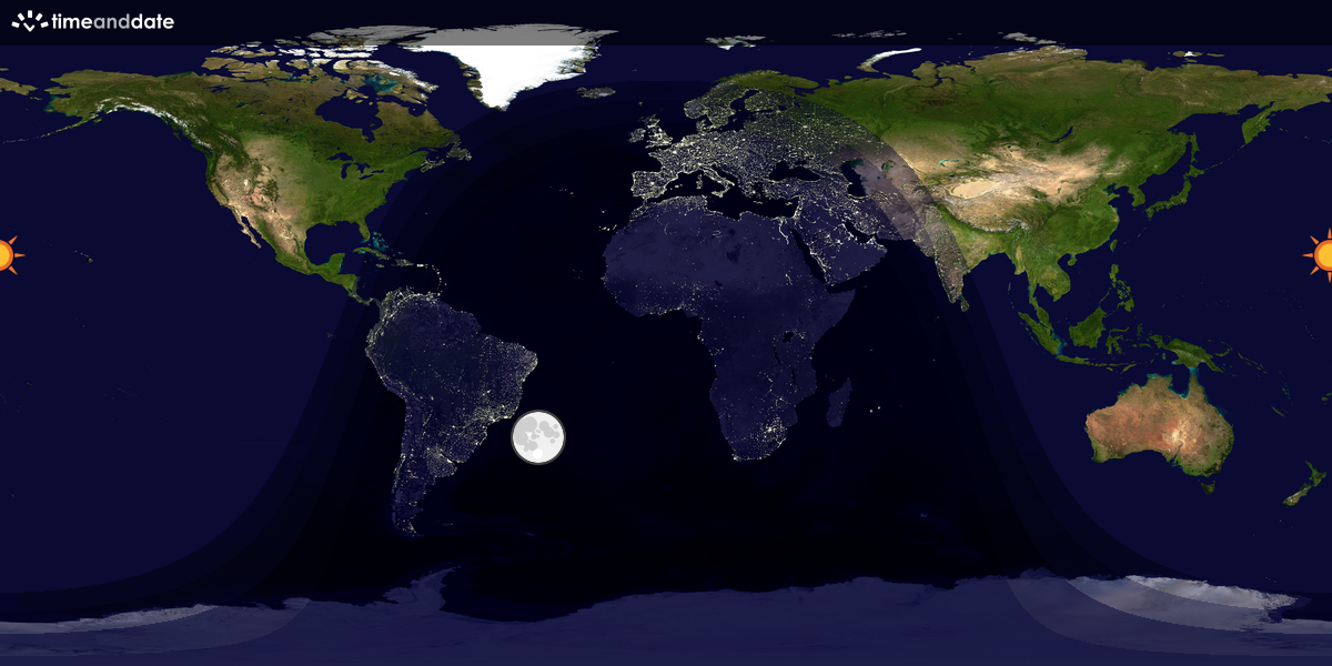 Verdenskart som viser dag og natt 