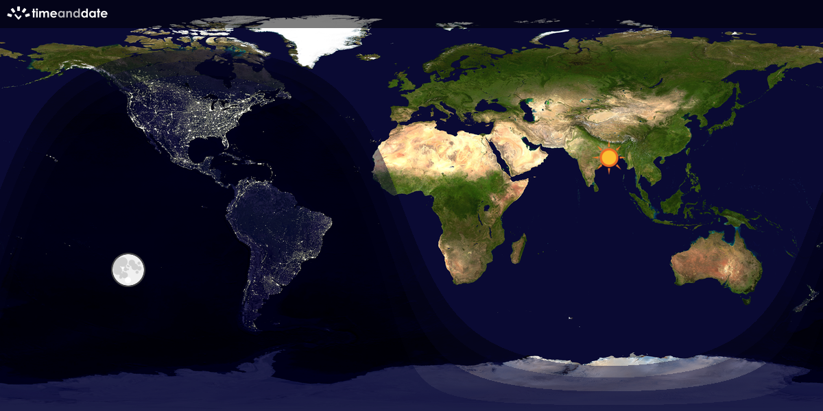 Verdenskart som viser dag og natt 