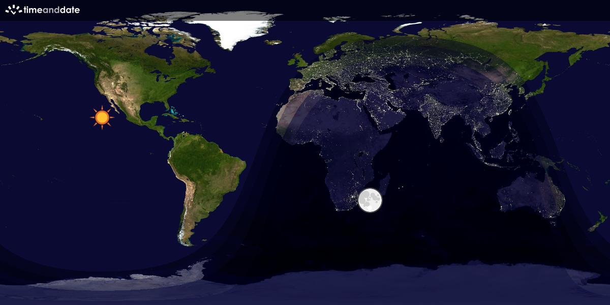 Verdenskart som viser dag og natt 