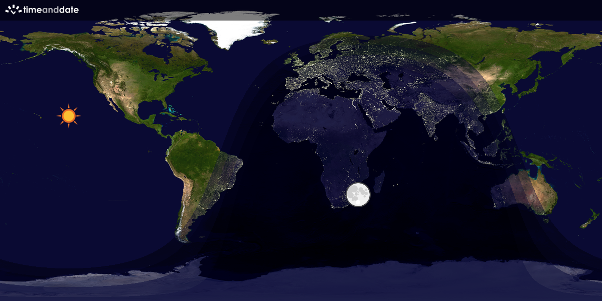 Verdenskart som viser dag og natt 