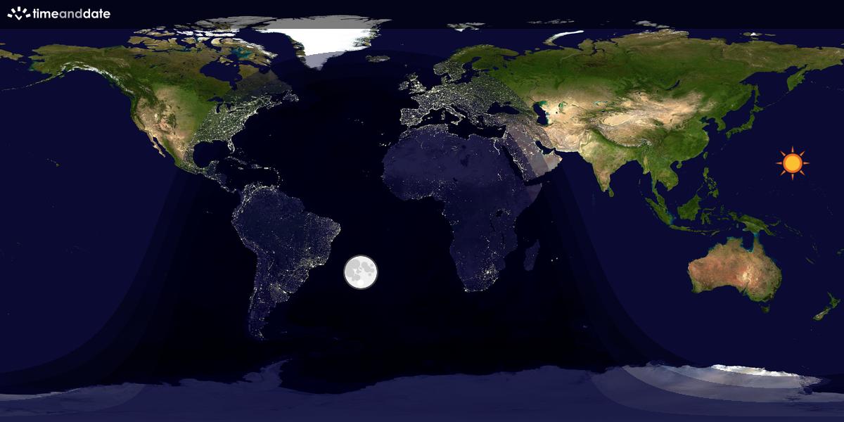 Verdenskart som viser dag og natt 