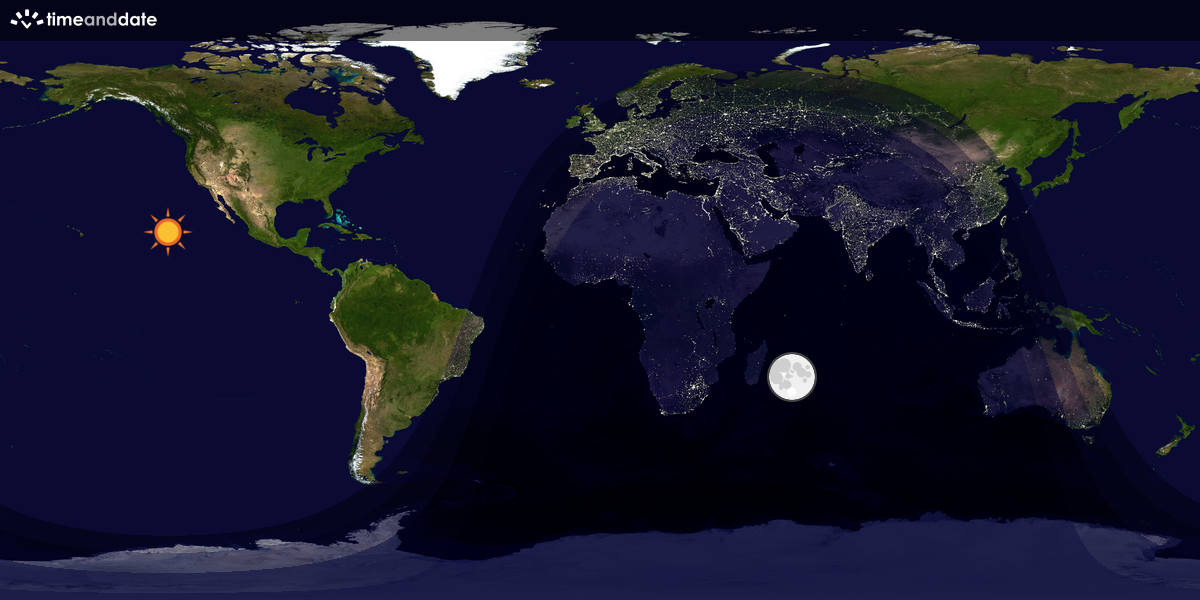 Verdenskart som viser dag og natt 