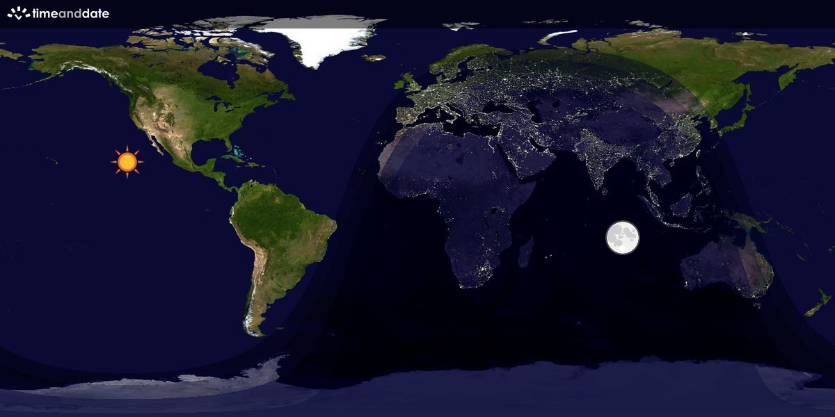 Verdenskart som viser dag og natt 