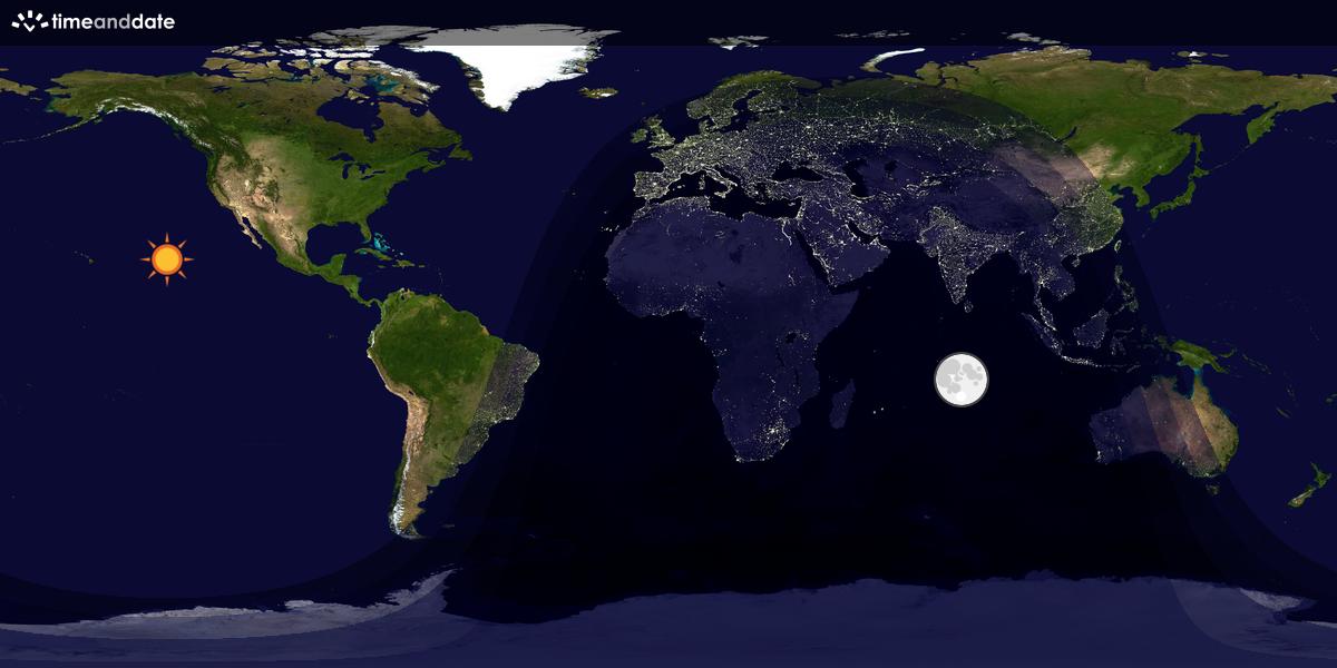 Verdenskart som viser dag og natt 