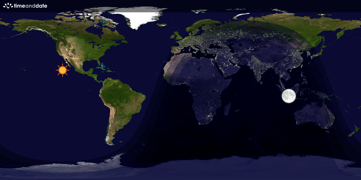 Verdenskart som viser dag og natt 